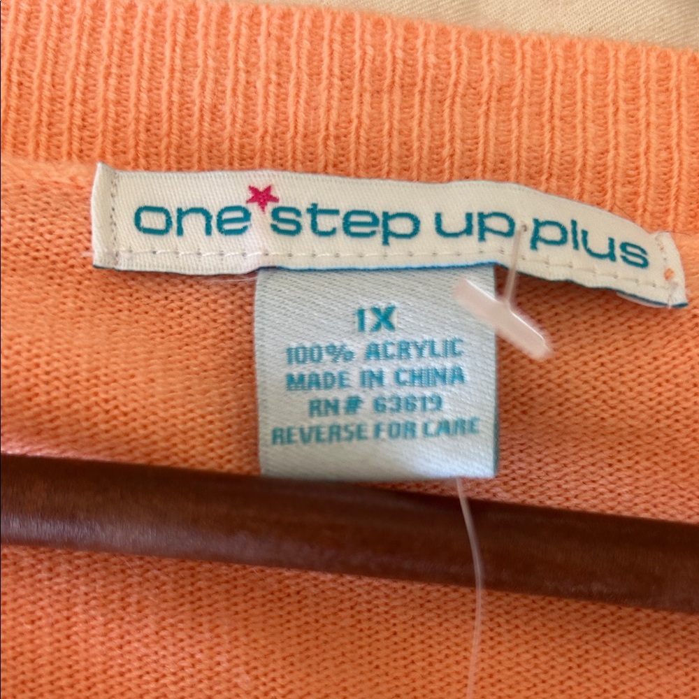 One Step Up Plus Peach Cardigan - Picture 6 of 7